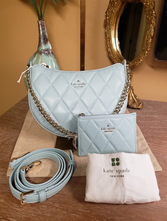 kate spade Handbags - Kate Spade Carey Wild Sage Quilted Zip Crossbody Bag & Zip Cardholder NWT! SET!